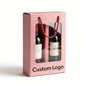 Boîte rigide en carton écologique personnalisée pour deux bouteilles de vin de Bordeaux de 750 ml avec fenêtre et poignée, emballage cadeau pour vin - Product Image 4