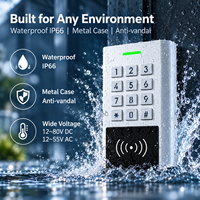 Tuya WiFi RFID Zugangskontroll-Tastatur IP66 Wasserdichter Metall-Smart-Türzugangscontroller mit APP-Karte PIN, EM HID Mi-fare Leser