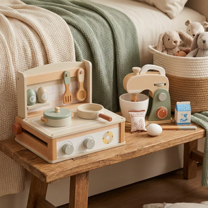 Children's Cooking Wooden Mini Montessori Kitchen Toy Set Realistic Toddler Pretend Play Ages 2-7 Desktop <strong>Gift</strong> - Product Image 5