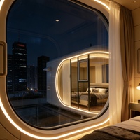 Cabine de luxe en forme de capsule spatiale pour complexe hôtelier |   Pod de vie moderne à énergie solaire pour usage hôtelier