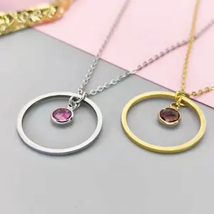 Stainless Steel Hoop Jewel Necklace December Birthstone Collar Chain Manufacturers Custom