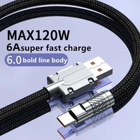 Cordon de câble de données de chargeur Usb 120W épais tressé populaire pour tous les téléphones OEM 1M 6A câbles de charge en nylon Type-C de charge Super rapide