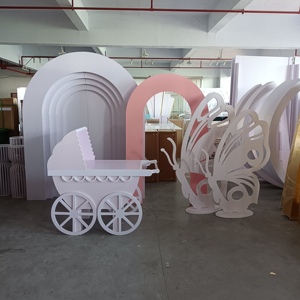 Carrello di caramelle in PVC bianco per mobili moderni per feste di Baby Shower - Product Image 1