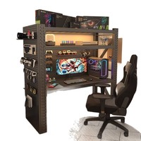 Bureau d'ordinateur E-Sports en métal avec étagère de rangement multi-niveaux réglable en hauteur du sol au plafond - Étagère de bureau DIY pour la maison