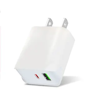 Expédition rapide Blanc double ports usb chargeur mural prise américaine pd 20w charge super rapide usb c chargeur bloc