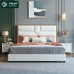 Современная домашняя мебель, полноразмерная кровать для спальни из натуральной кожи, кровать для хранения