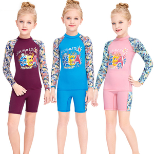 Nuevo Traje de Baño para Niñas, Conjunto de 2 Piezas con Top de Manga Larga y Pantalones Cortos, Protección Solar UPF50+, Traje de Baño Separado - Product Image 1