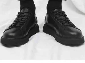 Zapatillas Casuales de Skate para Hombre, Zapatillas de Moda con Correa de Monje, Parte Superior de Cuero Genuino y Patrón de Piel de Serpiente - Product Image 3
