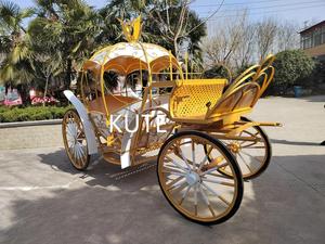 Chariot de mariage de haute qualité et abordable, style citrouille, chariot de mariée blanc avec roues, chariot citrouille - Product Image 2