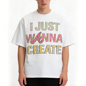 O Neck All Over Dtg <strong>Print</strong> Custom Drop Shoulder Mens Boxy Fit Cropped Oversized 100% <strong>Pre</strong>-shrunk Cotton Tshirt Heavyweight t Shirt - Product Image 1