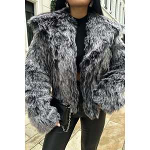 Chaqueta de Felpa Gris para Mujer - Product Image 2