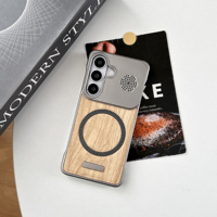 Coque de téléphone portable magnétique populaire sans bordure à grain de bois avec dissipation thermique pour Samsung A56 A26, coque arrière antichoc