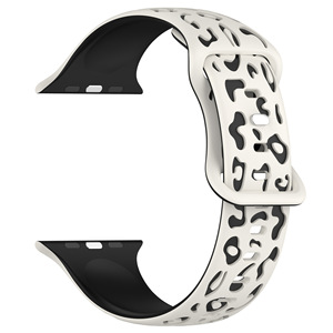 Bracelet de montre intelligente en silicone bicolore pour <span class=keywords><strong>Apple</strong></span> <span class=keywords><strong>Watch</strong></span> Design léopard sculpté au laser ultra modèle S9 - Product Image 5