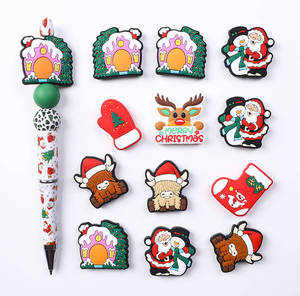 2024 natale Stock per bambini cartone animato Babbo Natale & pupazzo di neve Silicone perline dentali all'ingrosso acrilico plastica e Lucite perline - Product Image 4