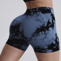 Shorts de sport taille haute effet push-up, grandes tailles XS-5XL, en Spandex/Nylon infroissable tie-dye pour le yoga et l'entraînement physique