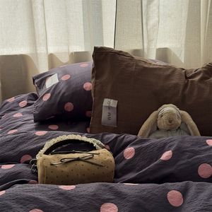 Parure de lit douce et confortable en coton à pois, style INS américain, série Sweet Bed, style Maillard, linge de maison 3/4 pièces, housse de <span class=keywords><strong>couette</strong></span> 200TC - Product Image 4