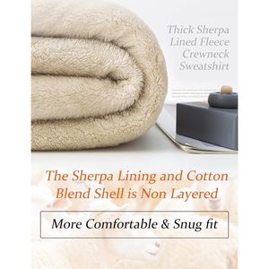 FOXA Men's Sherpa Lined Crewneck Sweatshirt Fleece Pullover Thermal Cotton Heavy <b>Weight</b> Warm Top - Product Image 3