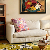 Housse de coussin à imprimé floral abstrait, housse de coussin en polyester doux pour le salon