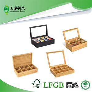 Caja de almacenamiento de bolsitas de té personalizada, estante de madera para almacenamiento de café, caja de almacenamiento de bambú con múltiples compartimentos, estante para bolsitas de té con leche - Product Image 5
