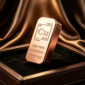 5 Oz .909 Fine <b>copper</b> bars bullion Rectangle Embossed Periodic Table Art Collectible Modern Design - Product Image 1