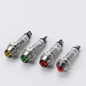 8mm Waterproof Metal Spherical Round Indicator Signal Lamp LIGHT 3V 6V 12V 24V 220V with Wire Red Yellow Blue Green Mini White