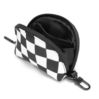 Porte-monnaie mini en nylon à double pochette détachable unisexe à carreaux avec fermeture éclair, porte-cartes, logo personnalisé disponible, vente en gros