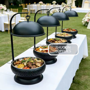 Chauffe-<span class=keywords><strong>plat</strong></span> de luxe suspendu <span class=keywords><strong>en</strong></span> forme d'œuf, or et blanc, 20L, pour traiteur, avec chariot de présentation alimentaire - Product Image 4