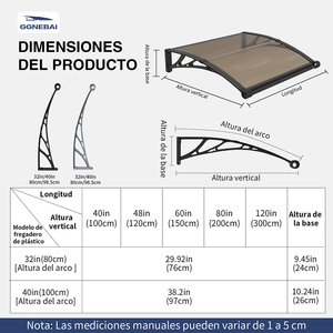 Auvents <span class=keywords><strong>de</strong></span> fenêtre extérieurs DIY en polycarbonate transparent massif pour toiture - Product Image 5