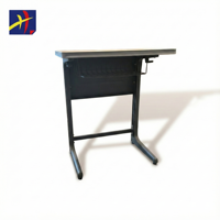 Bureau d'école moderne Xinhao SC-003 avec cadre en métal noir durable, plateau gris, mobilier de classe pour étudiants