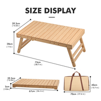 Table de pique-nique pliable portable en bois de hêtre de conception japonaise KingGear pour le camping en plein air