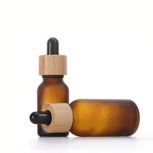 5-100ml Frosted Empty Essential Oil Dropper Glass Bottle Cosmetic Essential Oil Vials With Bamboo Pattern Plastic Cap