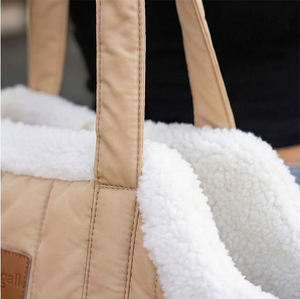 Sac de transport pour animaux de compagnie de haute qualité, confortable et épais pour l'hiver, avec intérieur en polaire, sac de transport pliable pour voiture, sac de shopping portable - Product Image 2