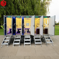 Toilettes mobiles polyvalentes de style européen, remorque de toilettes portables avec options multi-unités pour les grands événements, fabriquées en acier