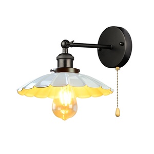 American Country Retro Small Black Iron Bar Wall Lamp Pull Switch Creative Stylish Design pour le salon Restaurant - Product Image 1