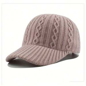 Casquette de baseball en laine pour femme, style coréen, automne-hiver, avec logo personnalisé, tricotée chaude, série japonaise, vente en gros - Product Image 2