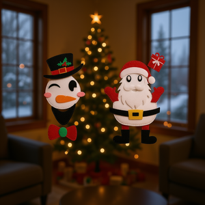 Autocollants en feutre de Noël, bonhomme de neige, Père Noël, autocollants adhésifs pour porte, fenêtre, réfrigérateur, décorations multicolores, autocollants de fête de Noël - Product Image 2