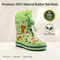 Bottes de pluie pour enfants Green Forest Animal, imprimé écureuil et hérisson mignon, en caoutchouc naturel imperméable, bottes Wellington pour tout-petits