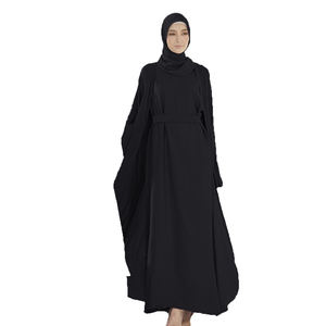 100% ポリエステル無地生地レクサス通常黒イスラム教徒女性ドレスドバイアバヤ生地 - Product Image 6