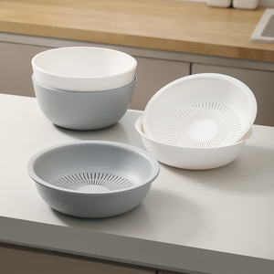 Nouvel Arrivage Panier de Drainage Multifonctionnel Double Couche peu profond pour Légumes, Fruits et Riz de Cuisine - Product Image 5