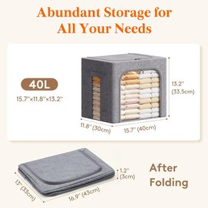 10-20L Modern Square Polyester Fabric Stackable Foldable <b>Storage</b> <b>Box</b> with Lids for Clothing Organization - Product Image 4