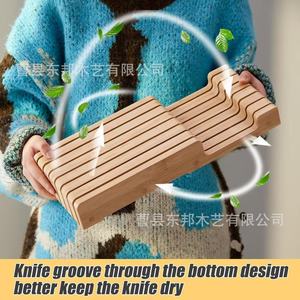 Wooden Bamboo Knife Rack 7 Pcs Desktop Storage Organizer For Kitchen Knives Durable Home Use - Product Image 3