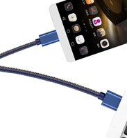 Câble USB Type-C à charge rapide PD haute vitesse, en denim, certifié CE RoHS, conducteur en cuivre pur pour appareils Android et iOS