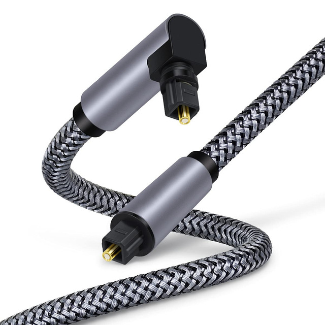 90 Degree Optical Cable Right Angle 5.1 Digital Sound SPDIF Fiber Optical Audio Toslink Cable Short with Braided Jacket