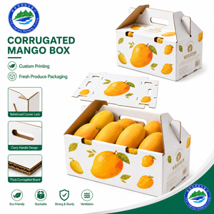 Scatola di Spedizione in Cartone Ondulato Personalizzata con Materiali Riciclati per Imballaggio di Mango e Frutta Fresca, Confezione Regalo Ecologica - Product Image 1