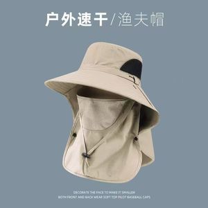 Men's Outdoor Bucket Hat With Integrated Mask Extra Large Brim Sun Protection Neck Coverage UV Protection Fisherman Hat - Product Image 5