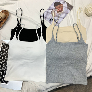 Camisetas sin mangas estilo BM para mujer Primavera Verano Venta caliente Modal algodón almohadilla en el pecho pequeño <span class=keywords><strong>tirantes</strong></span> chaleco integrado hermosa espalda interior - Product Image 1