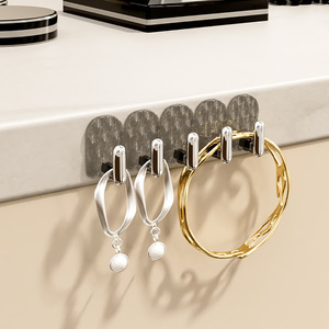 Mini Sticky <b>Hooks</b> No-Drill Wall-Mounted Jewelry <b>Display</b> Storage Rack with Row Hanging Ins Style - Product Image 3