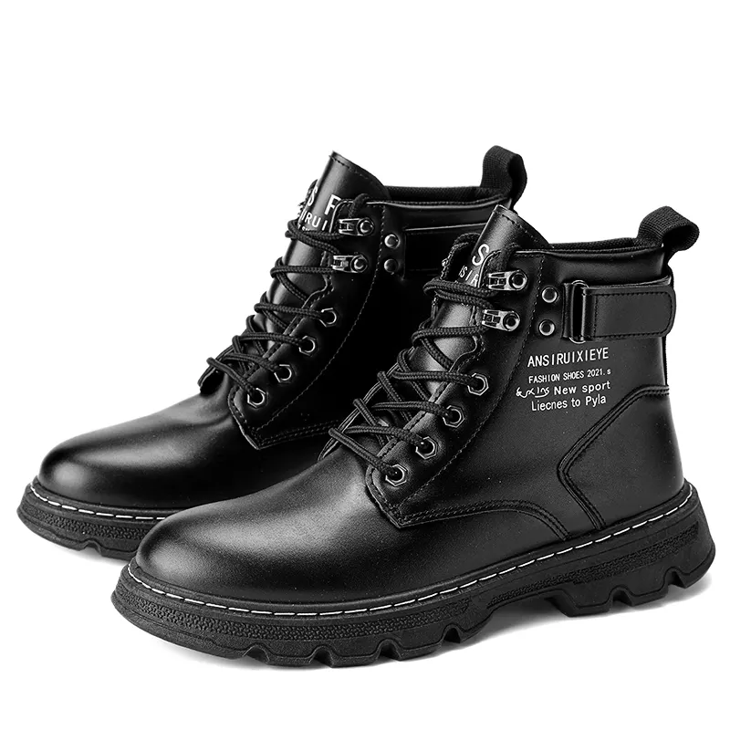 2022 new fashion Martin boots autumn winter men's shoes new men's boots Korean high top shoes casual men's leather boots