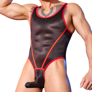 Combinaison Harnais <span class=keywords><strong>Homme</strong></span> Style Européen et Américain Nouvelle Tendance Slim Fit Manches Trompe d'Éléphant en Nylon Simple, <span class=keywords><strong>Sexy</strong></span> et Amusante - Product Image 5