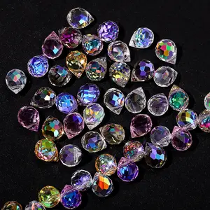 10*8mm manik-manik stroberi kristal warna AB manik-manik kaca segi mengkilap untuk membuat perhiasan DIY Aksesori anting-anting 50 buah